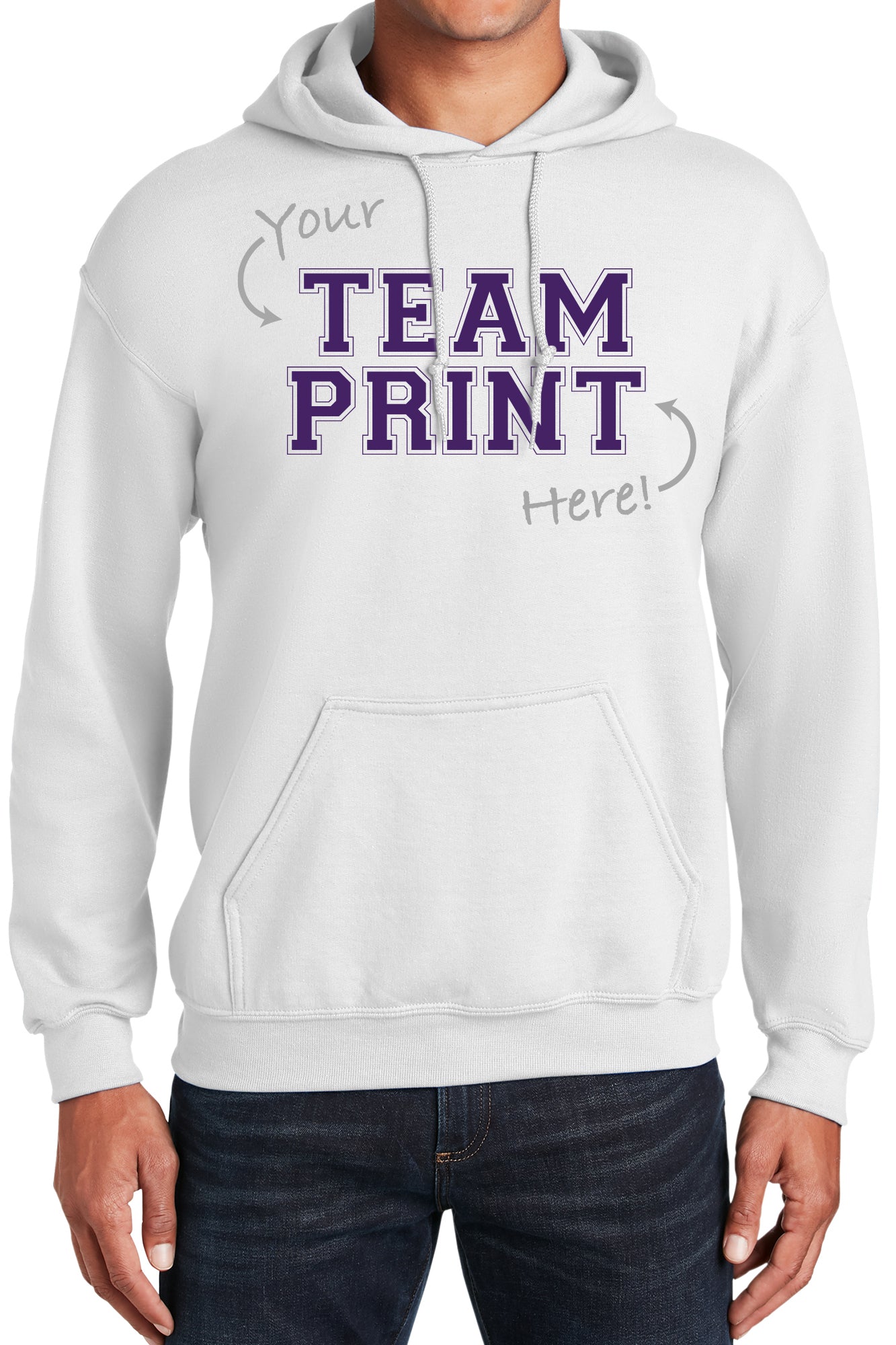 Heavyweight Hoodie With Custom Team/Mascot Print - Purple/White