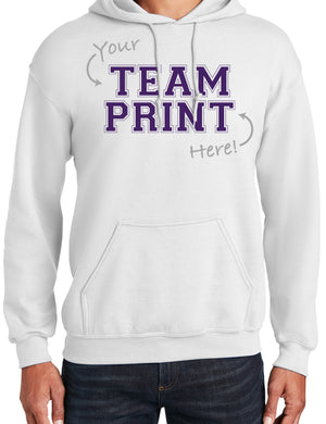 Heavyweight Hoodie With Custom Team/Mascot Print - White/Purple