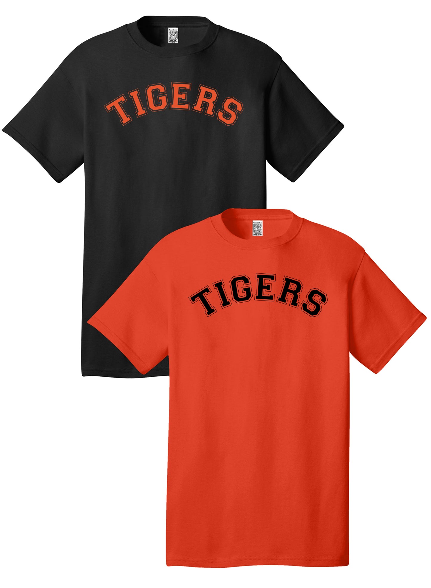 Custom Team/Mascot Print Short Sleeve Cotton T-Shirt - Black/Orange