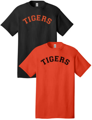 Custom Team/Mascot Print Short Sleeve Cotton T-Shirt - Black/Orange