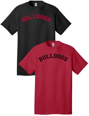 Custom Team/Mascot Print Short Sleeve Cotton T-Shirt – Red/Black