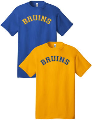 Custom Team/Mascot Print Short Sleeve Cotton T-Shirt – Gold/Blue