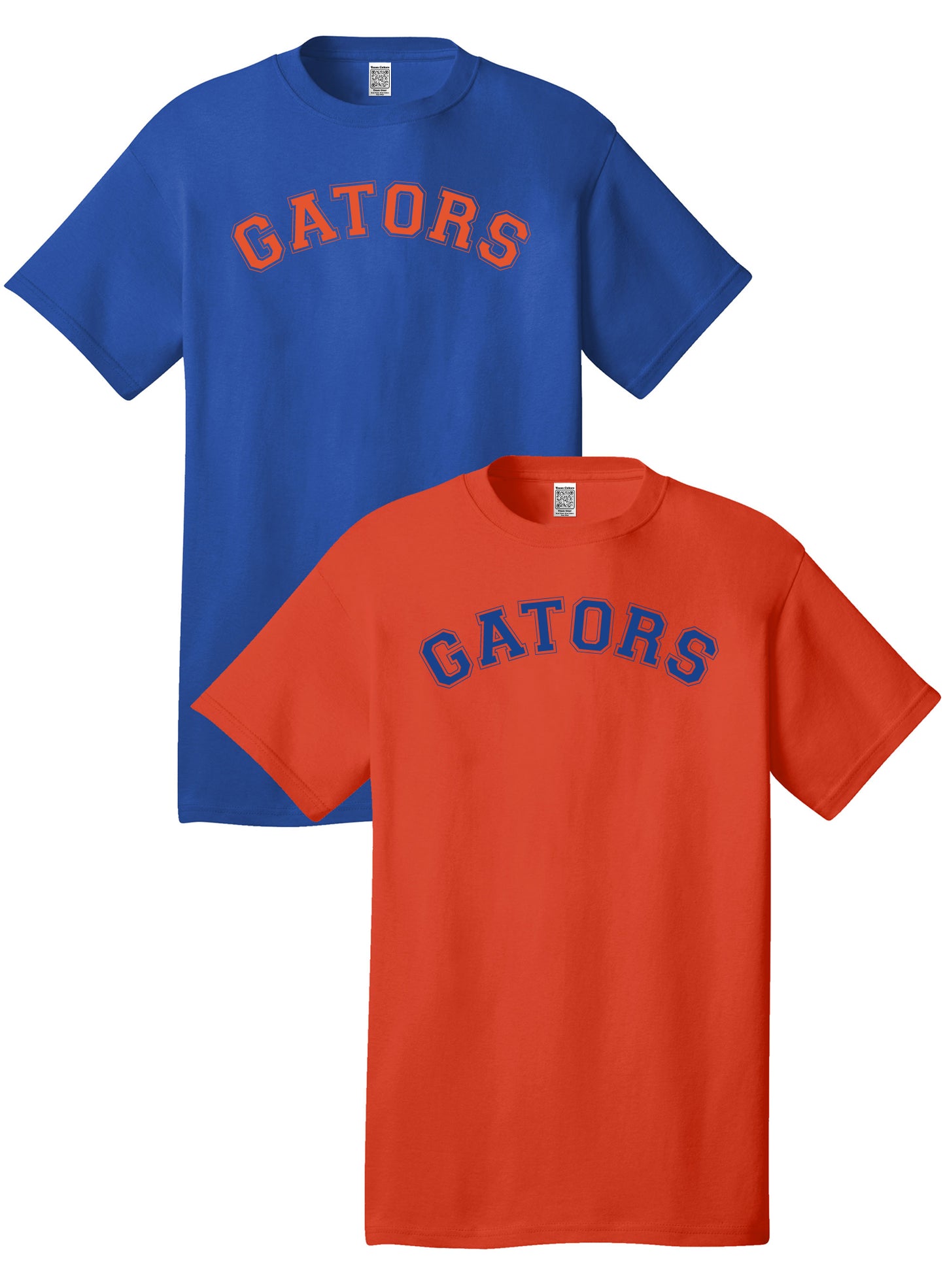 Custom Team/Mascot Print Short Sleeve Cotton T-Shirt - Blue/Orange