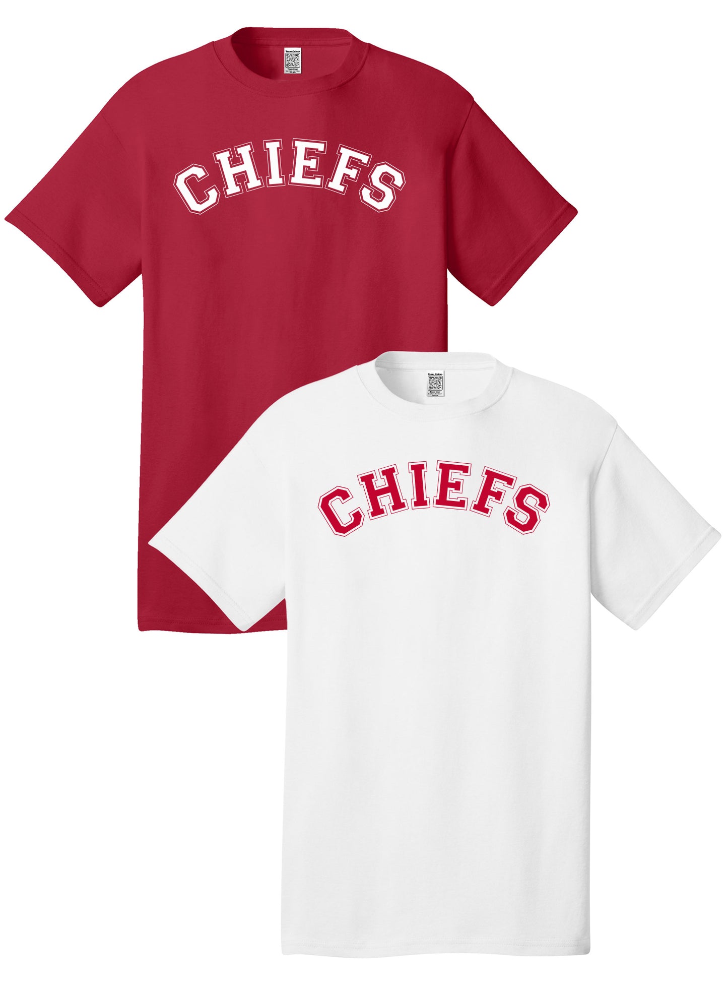 Custom Team/Mascot Print Short Sleeve Cotton T-Shirt – White/Red