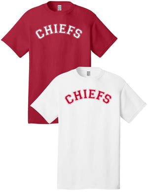 Custom Team/Mascot Print Short Sleeve Cotton T-Shirt – White/Red