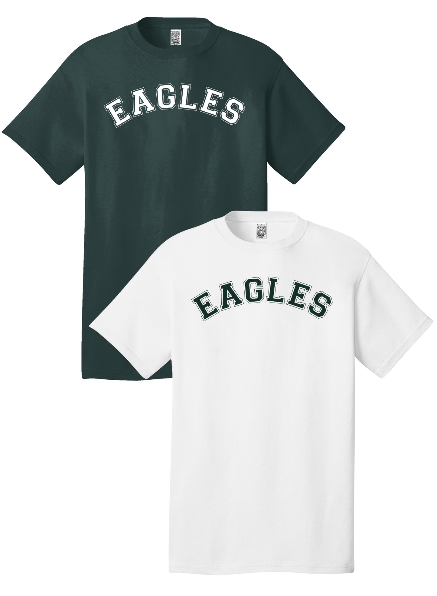 Custom Team/Mascot Print Short Sleeve Cotton T-Shirt - Forest/White