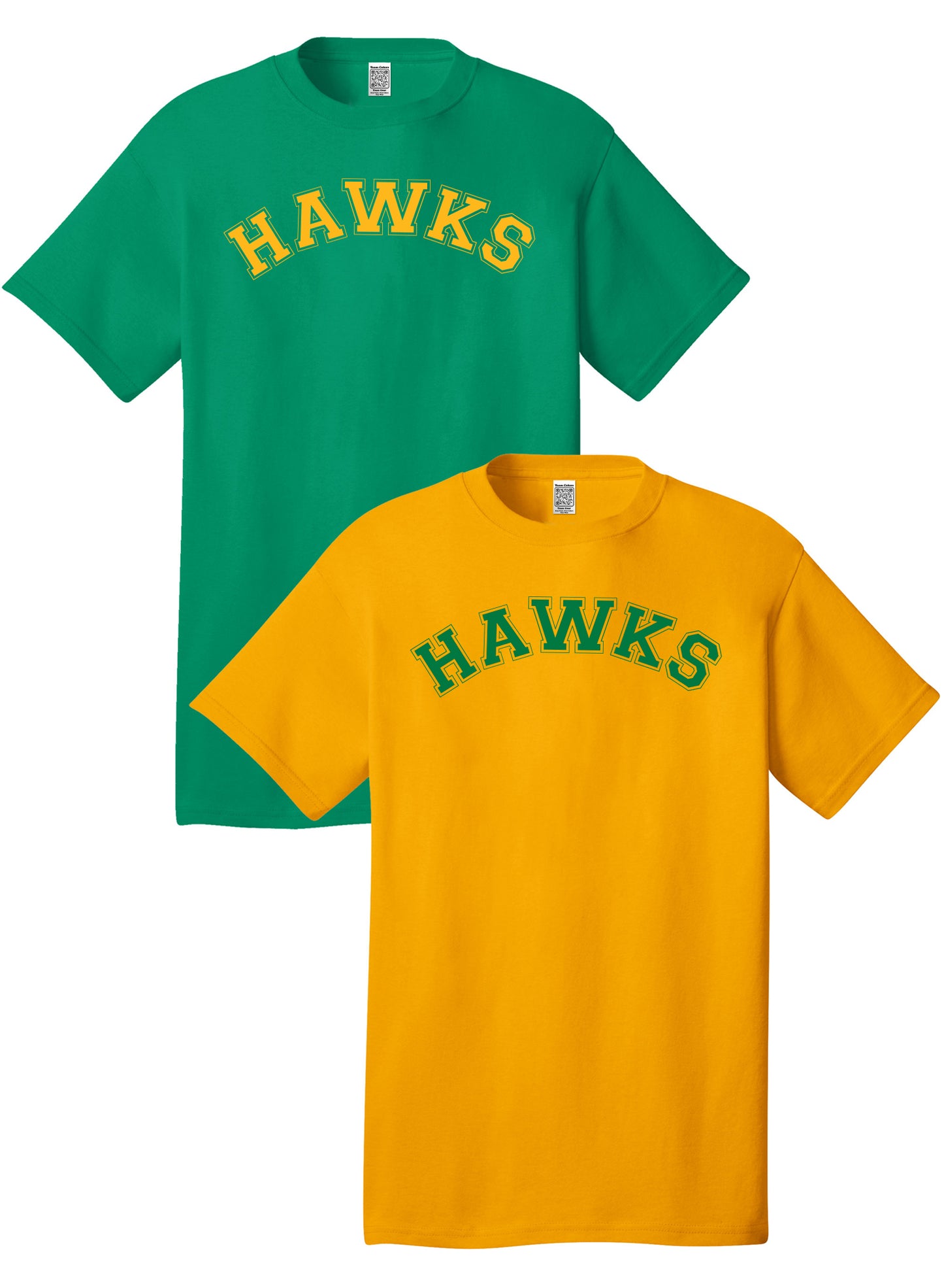 Custom Team/Mascot Print Short Sleeve Cotton T-Shirt – Gold/Green