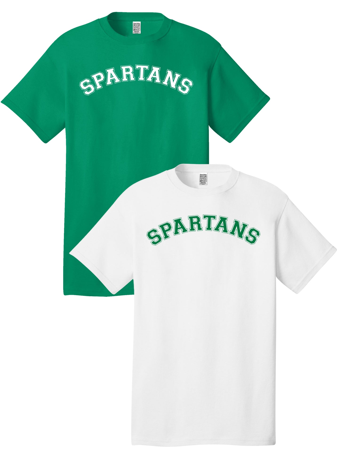 Custom Team/Mascot Print Short Sleeve Cotton T-Shirt – White/Green