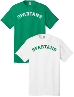 Custom Team/Mascot Print Short Sleeve Cotton T-Shirt – White/Green