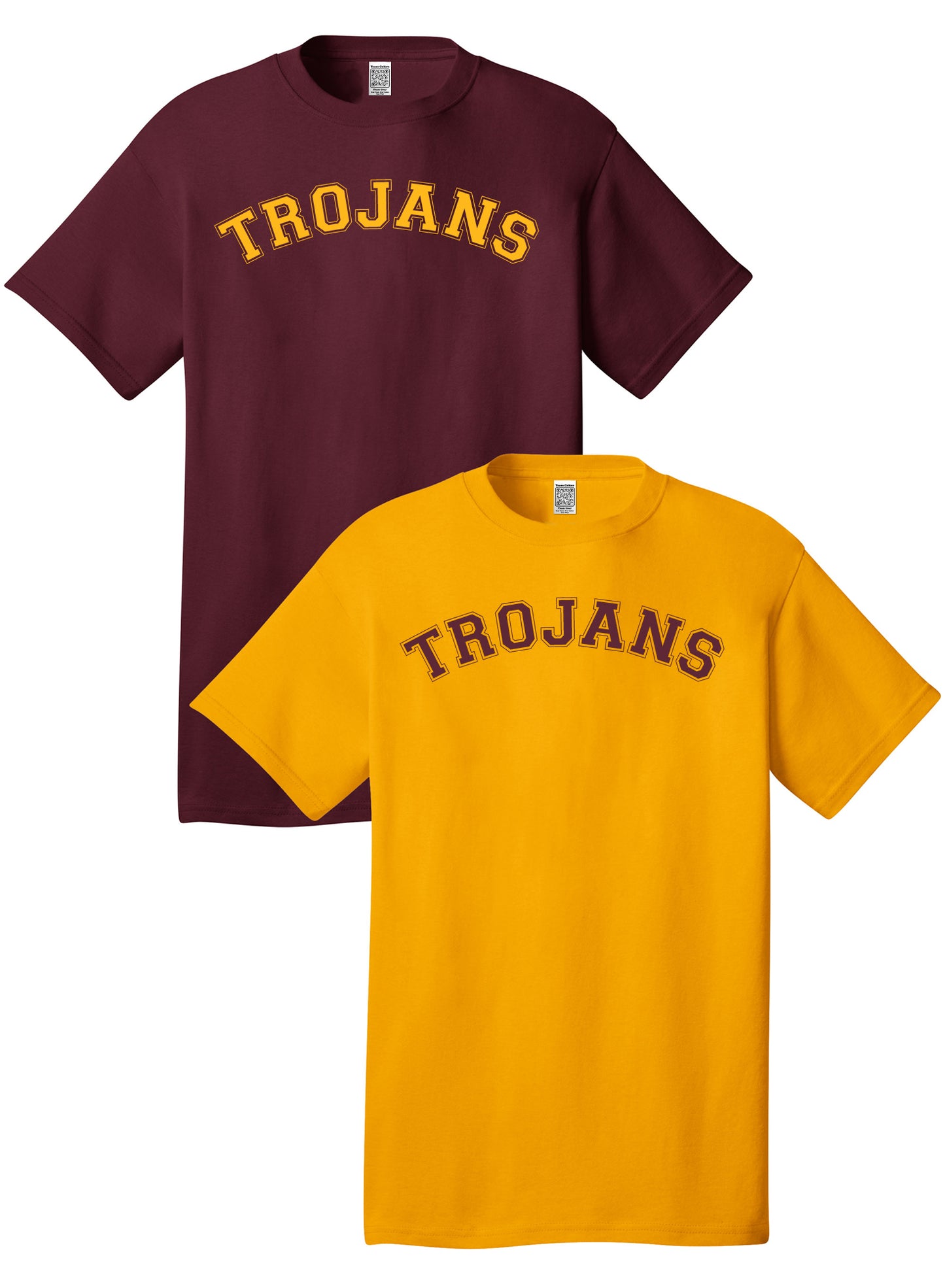 Custom Team/Mascot Print Short Sleeve Cotton T-Shirt – Gold/Maroon