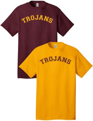 Custom Team/Mascot Print Short Sleeve Cotton T-Shirt – Gold/Maroon