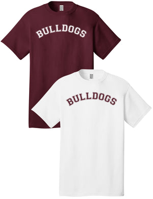 Custom Team/Mascot Print Short Sleeve Cotton T-Shirt – White/Maroon