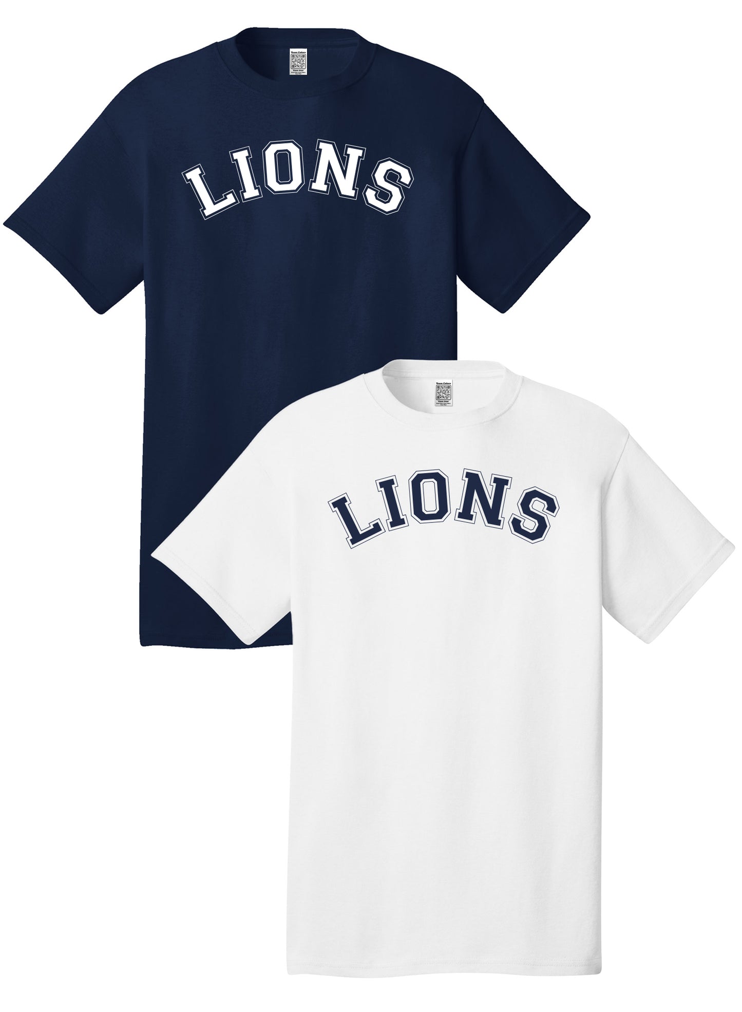 Custom Team/Mascot Print Short Sleeve Cotton T-Shirt – White/Navy