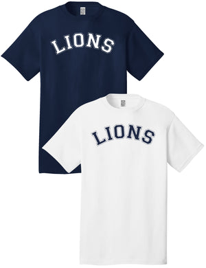 Custom Team/Mascot Print Short Sleeve Cotton T-Shirt – White/Navy