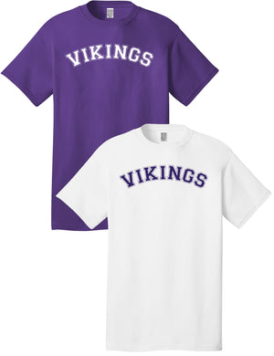 Custom Team/Mascot Print Short Sleeve Cotton T-Shirt - Purple/White