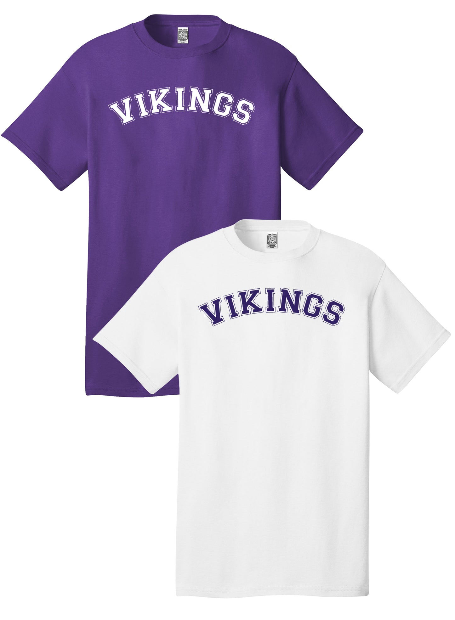 Custom Team/Mascot Print Short Sleeve Cotton T-Shirt – White/Purple