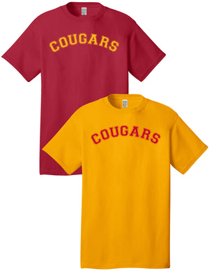 Custom Team/Mascot Print Short Sleeve Cotton T-Shirt - Red/Gold