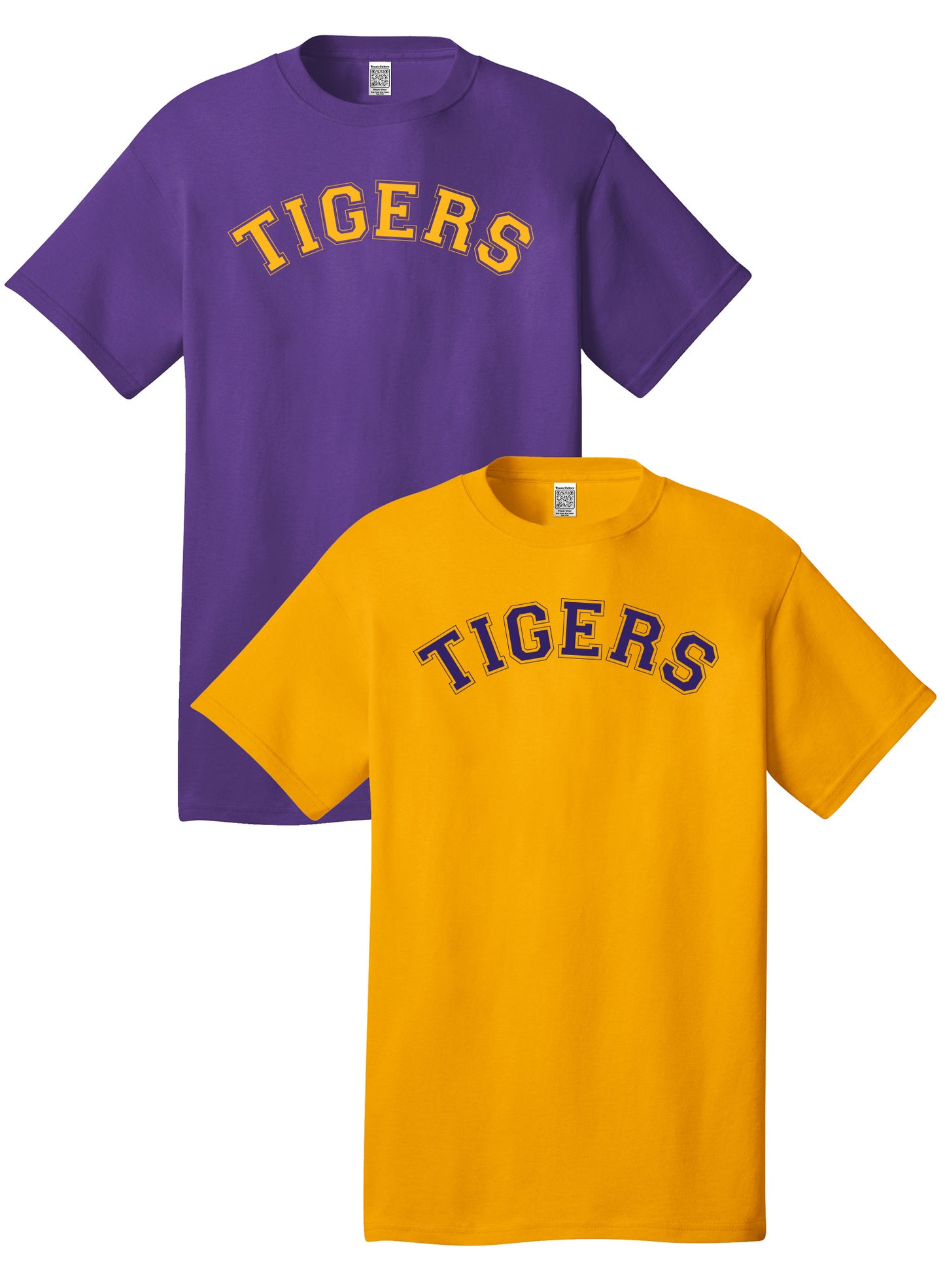 Custom Team/Mascot Print Short Sleeve Cotton T-Shirt - Purple/Gold