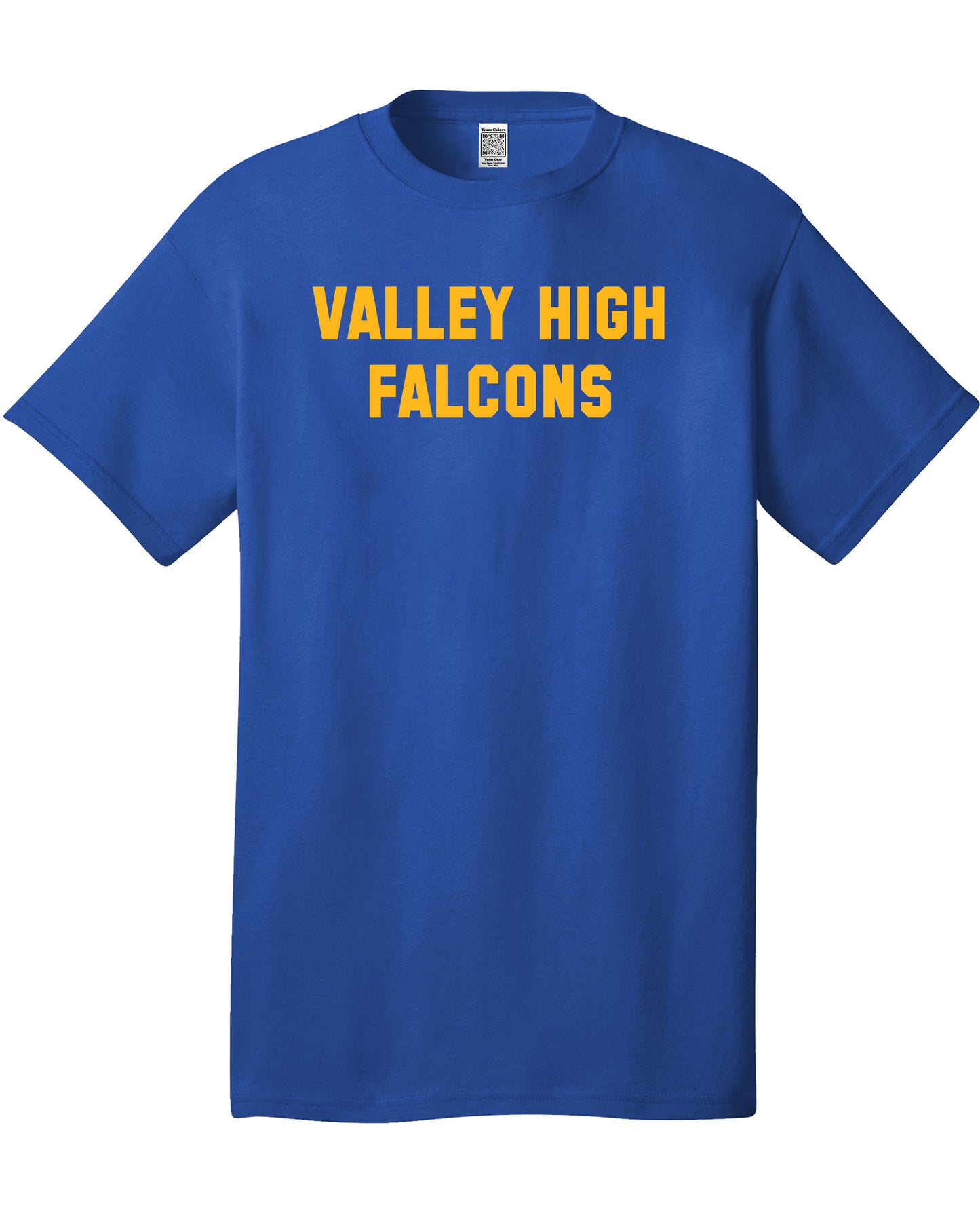 Custom Team/Mascot Print Short Sleeve Cotton T-Shirt - Blue/Gold