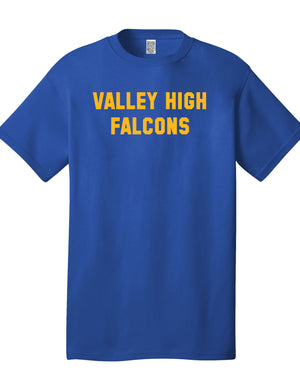 Custom Team/Mascot Print Short Sleeve Cotton T-Shirt - Blue/Gold