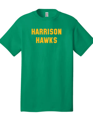 Custom Team/Mascot Print Short Sleeve Cotton T-Shirt - Green/Gold