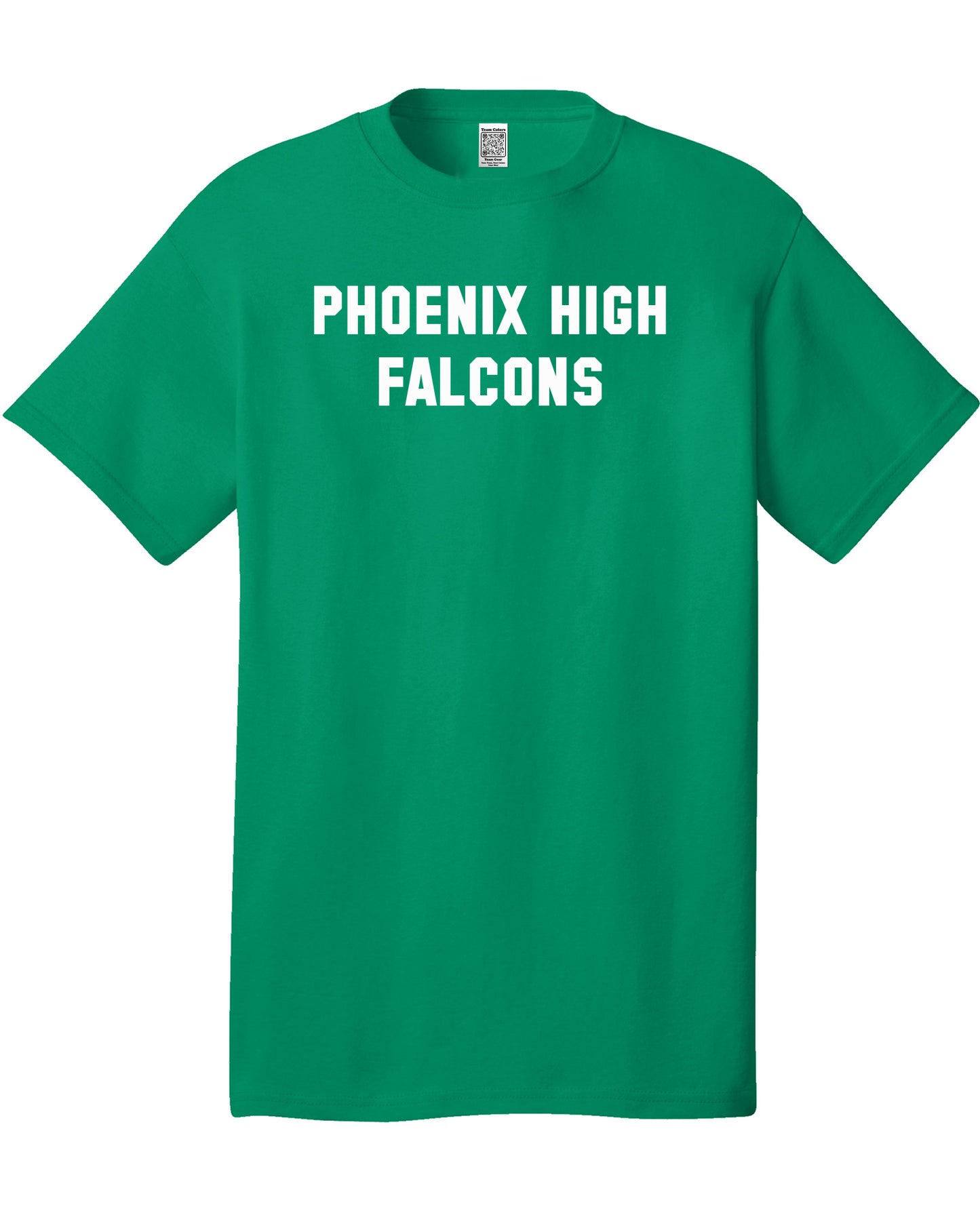 Custom Team/Mascot Print Short Sleeve Cotton T-Shirt - Green/White