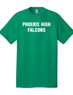 Custom Team/Mascot Print Short Sleeve Cotton T-Shirt - Green/White