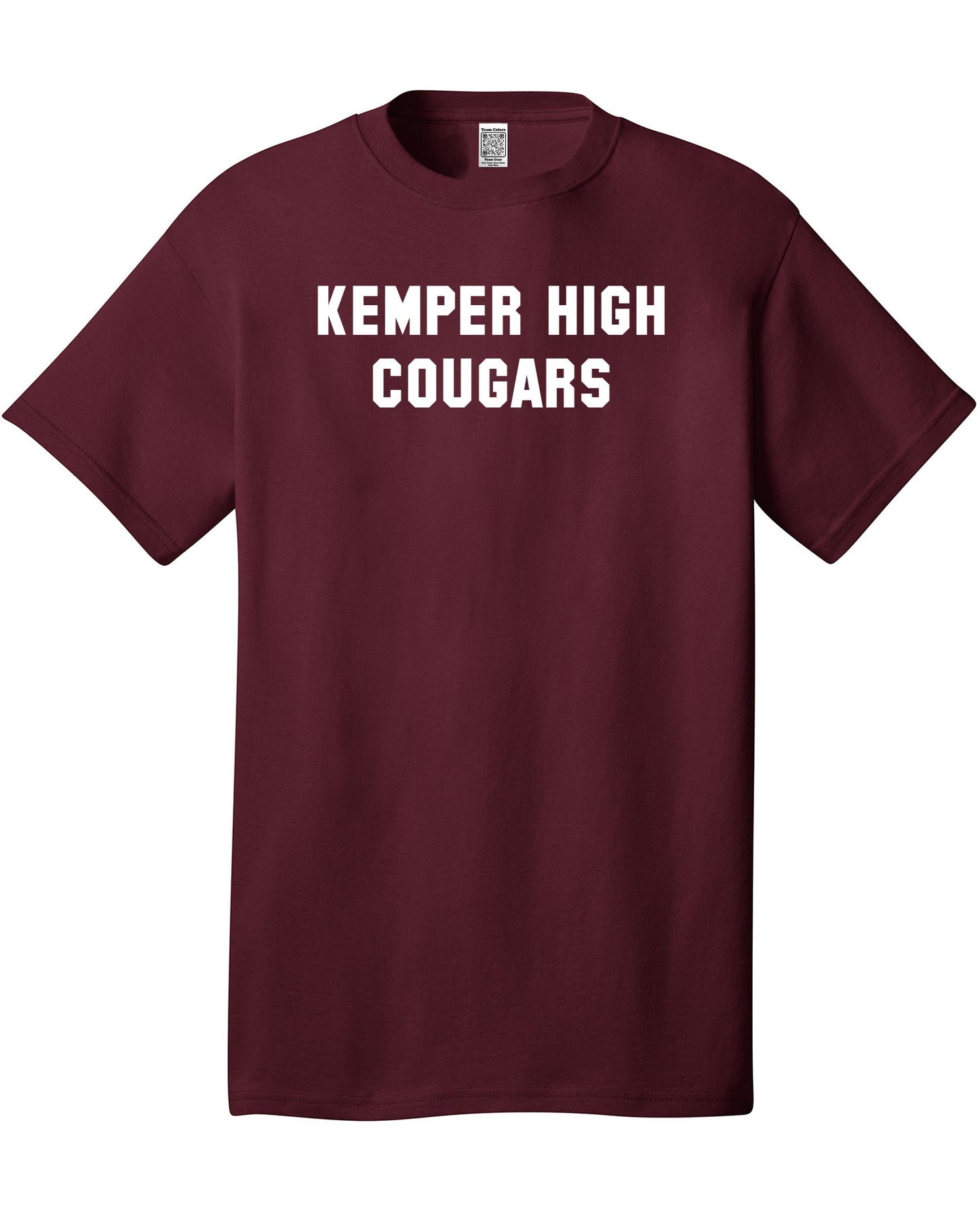 Custom Team/Mascot Print Short Sleeve Cotton T-Shirt - Maroon/White