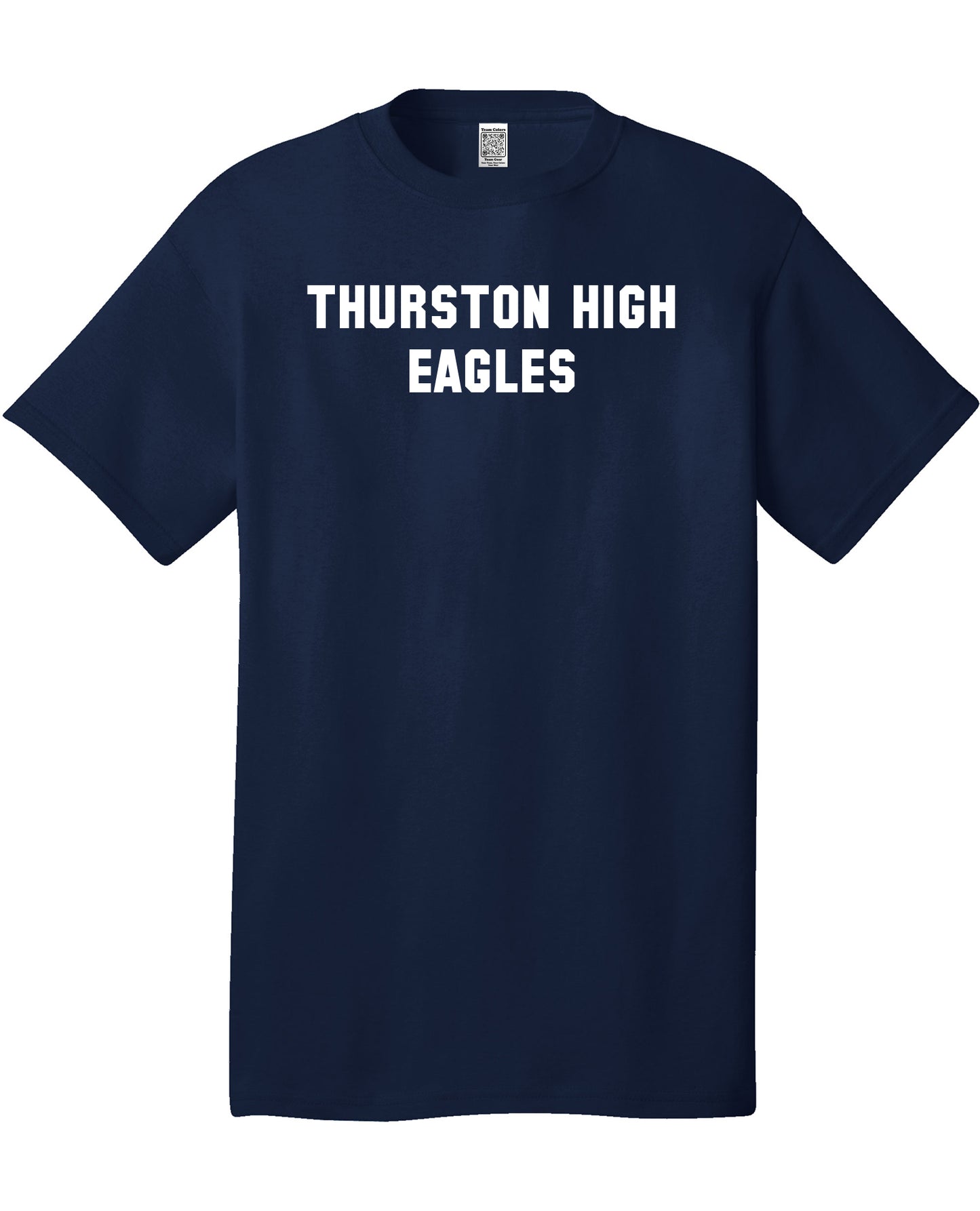 Custom Team/Mascot Print Short Sleeve Cotton T-Shirt - Navy/White