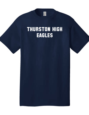 Custom Team/Mascot Print Short Sleeve Cotton T-Shirt - Navy/White