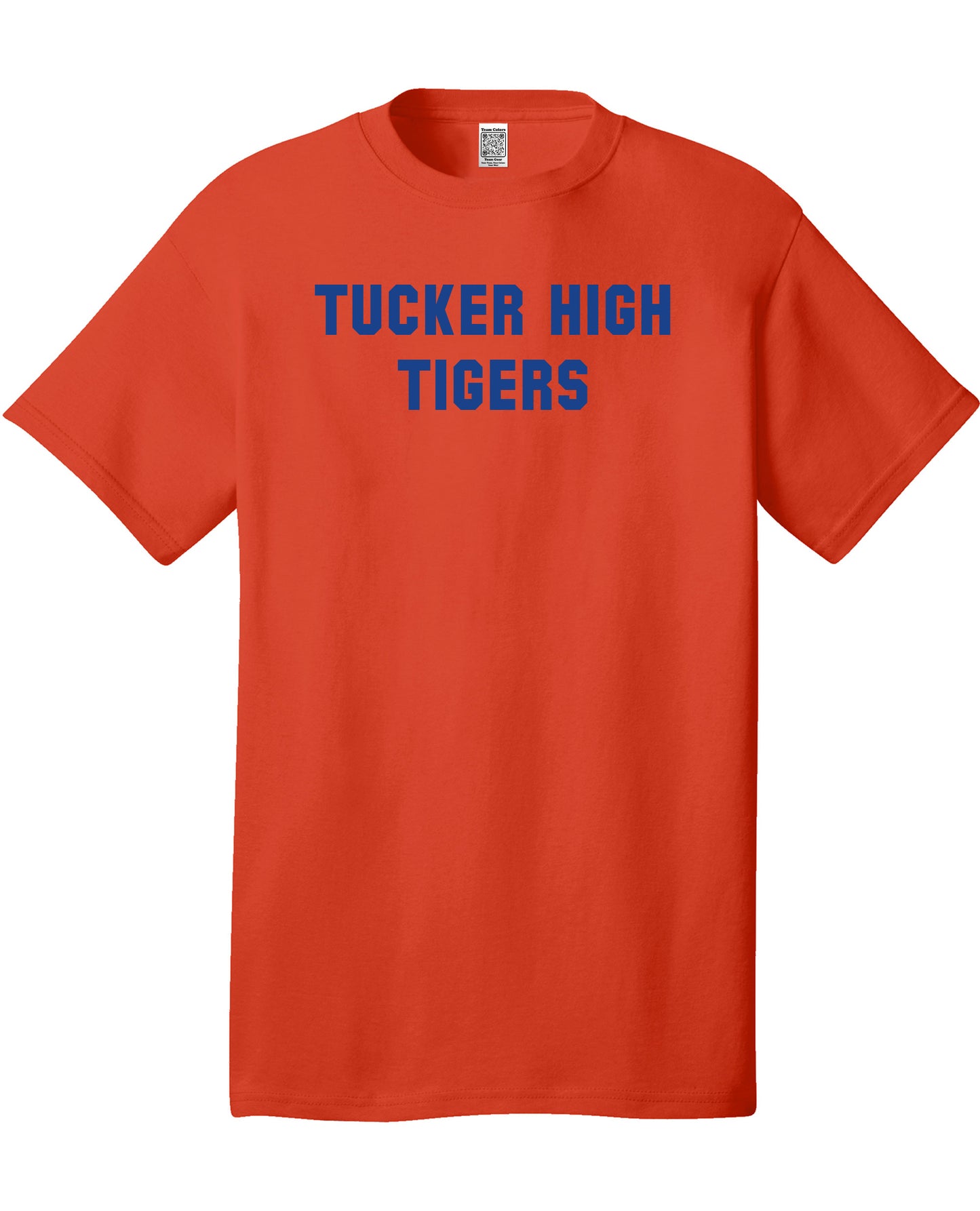 Custom Team/Mascot Print Short Sleeve Cotton T-Shirt - Blue/Orange