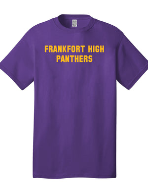 Custom Team/Mascot Print Short Sleeve Cotton T-Shirt - Purple/Gold