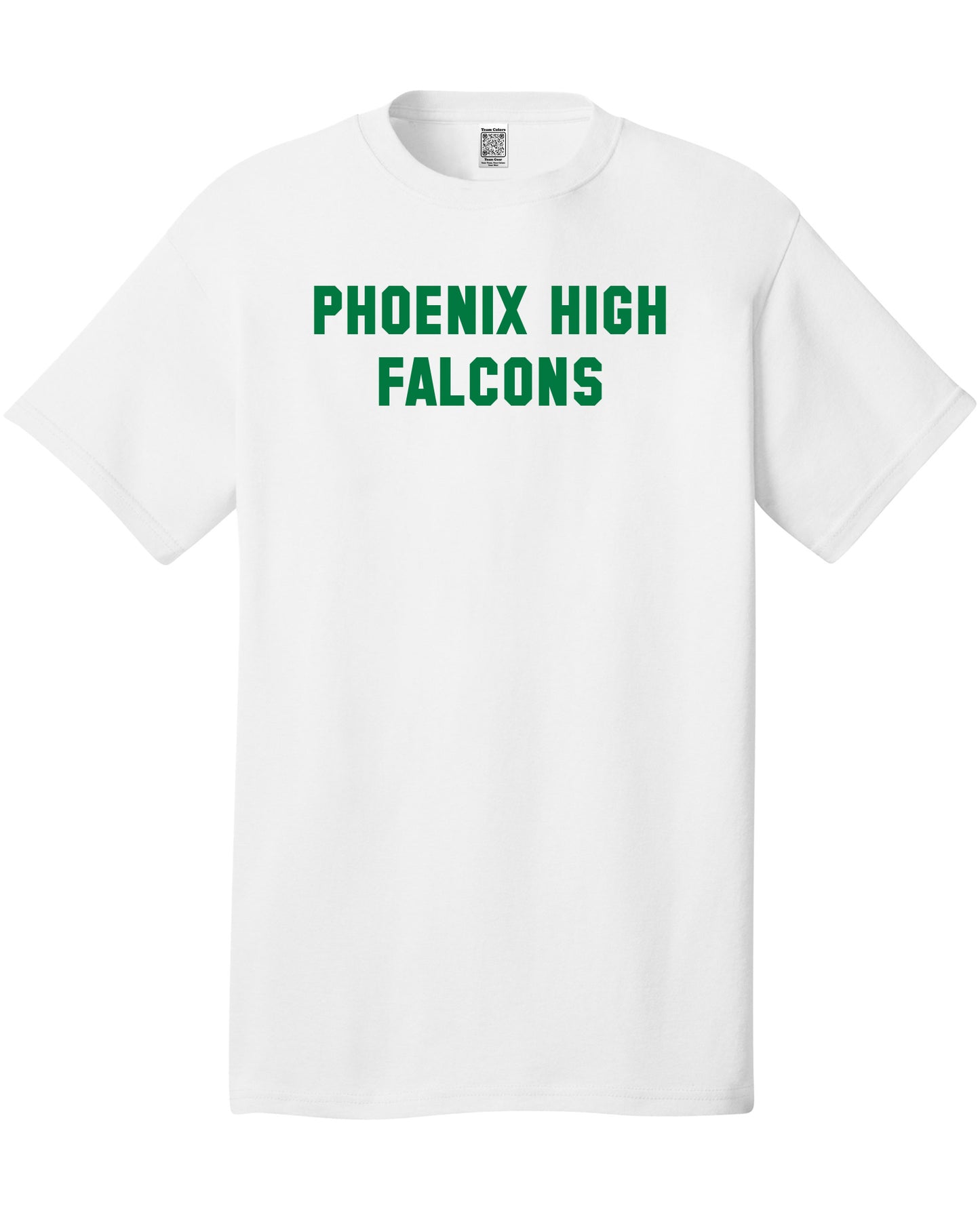 Custom Team/Mascot Print Short Sleeve Cotton T-Shirt – White/Green