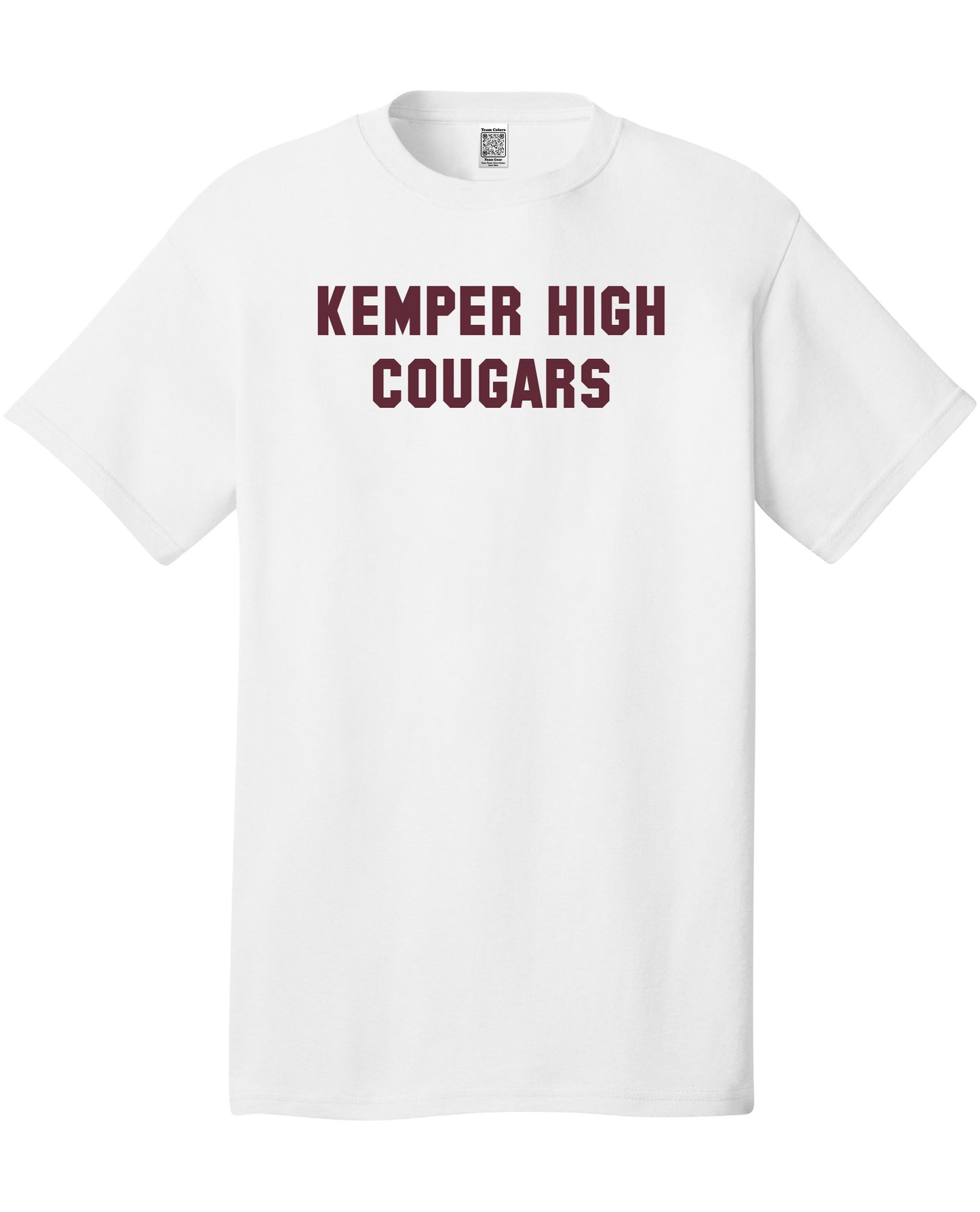 Custom Team/Mascot Print Short Sleeve Cotton T-Shirt – White/Maroon