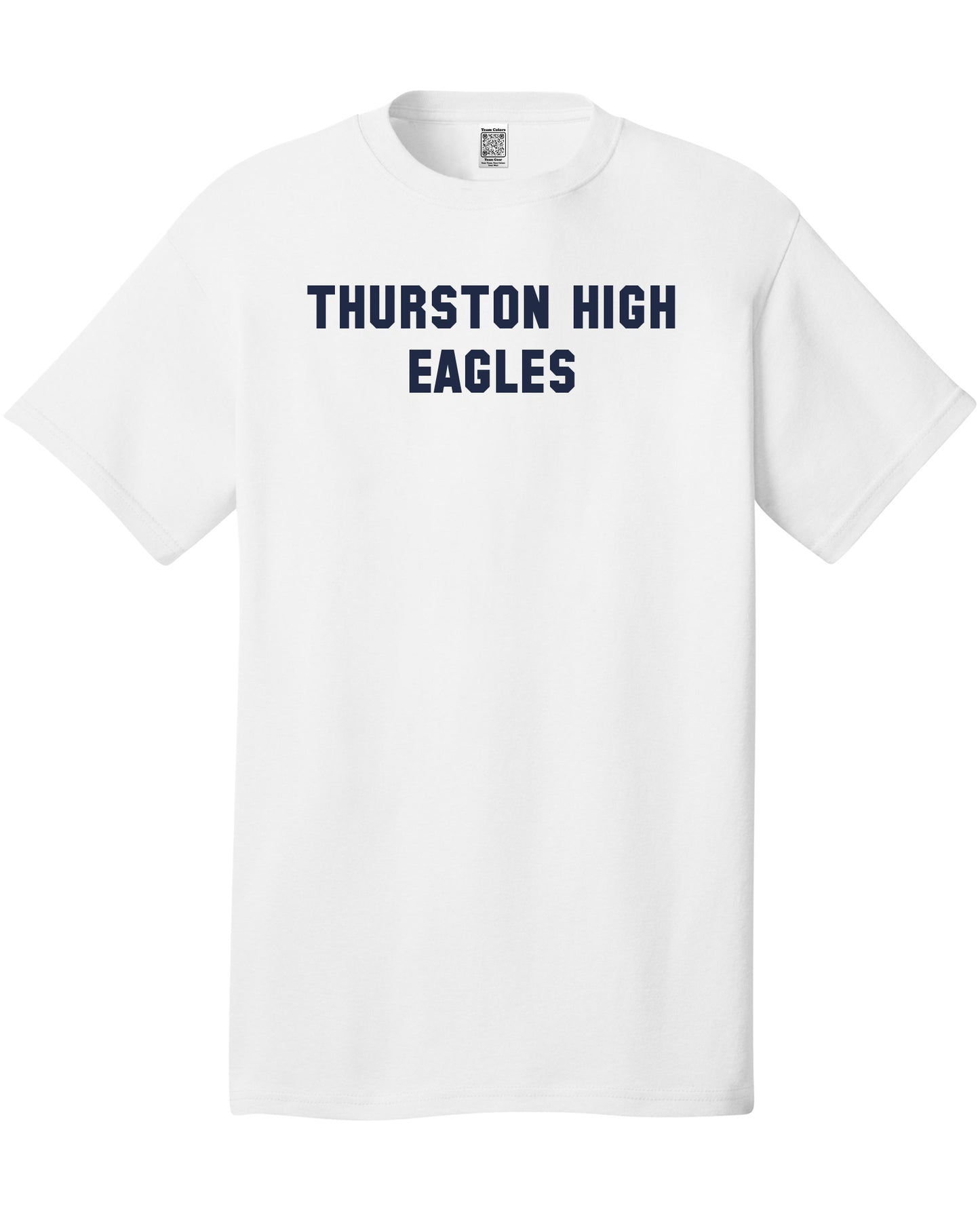 Custom Team/Mascot Print Short Sleeve Cotton T-Shirt - Navy/White