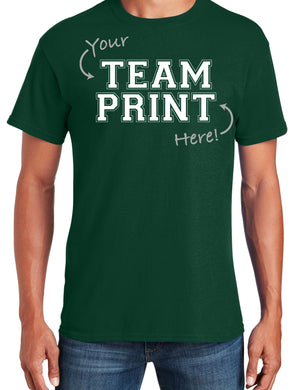 Custom Team/Mascot Print Short Sleeve Cotton T-Shirt - Forest/White