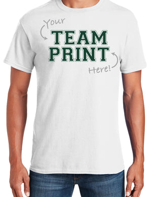 Custom Team/Mascot Print Short Sleeve Cotton T-Shirt - Forest/White