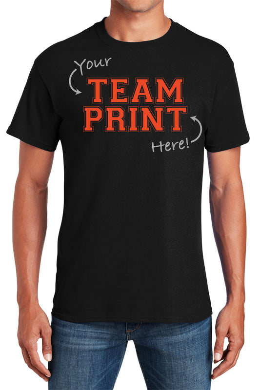 Custom Team/Mascot Print Short Sleeve Cotton T-Shirt - Black/Orange