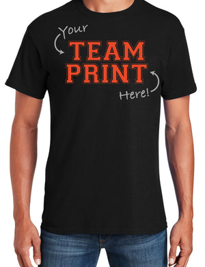 Custom Team/Mascot Print Short Sleeve Cotton T-Shirt – Orange/Black