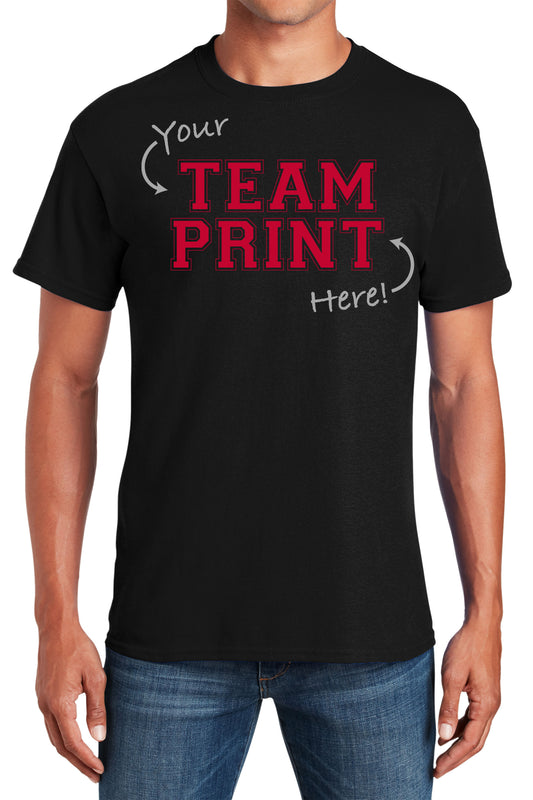 Custom Team/Mascot Print Short Sleeve Cotton T-Shirt - Black/Red