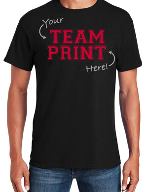 Custom Team/Mascot Print Short Sleeve Cotton T-Shirt - Black/Red