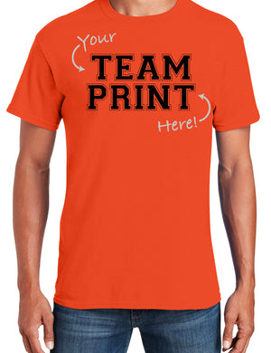 Custom Team/Mascot Print Short Sleeve Cotton T-Shirt - Black/Orange