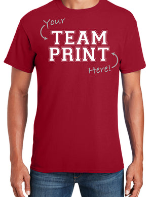 Custom Team/Mascot Print Short Sleeve Cotton T-Shirt - Red/White