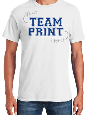 Custom Team/Mascot Print Short Sleeve Cotton T-Shirt - Blue/White