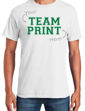 Custom Team/Mascot Print Short Sleeve Cotton T-Shirt – White/Green