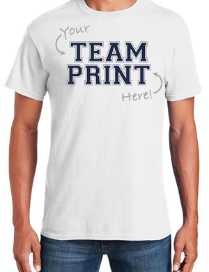 Custom Team/Mascot Print Short Sleeve Cotton T-Shirt - Navy/White