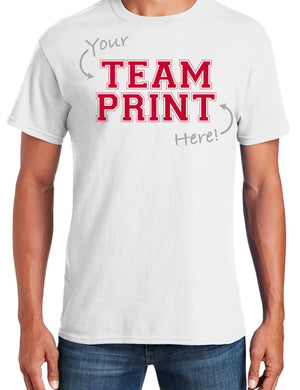 Custom Team/Mascot Print Short Sleeve Cotton T-Shirt - Red/White