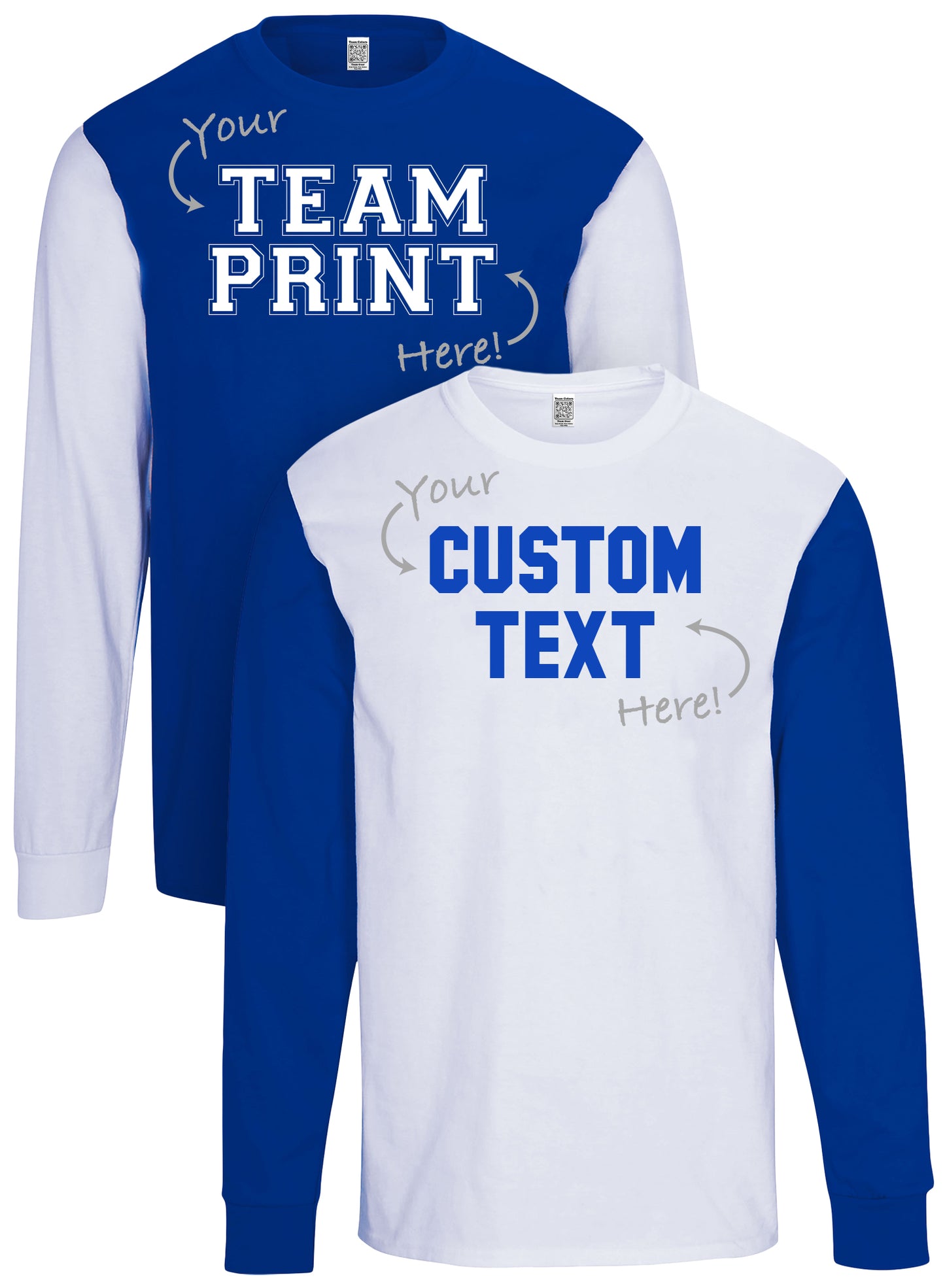 Custom Team/Mascot Print Short Sleeve Cotton T-Shirt - Blue/White