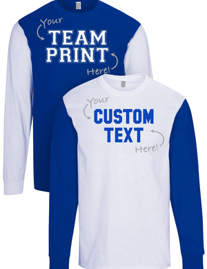 Custom Team/Mascot Print Short Sleeve Cotton T-Shirt - Blue/White