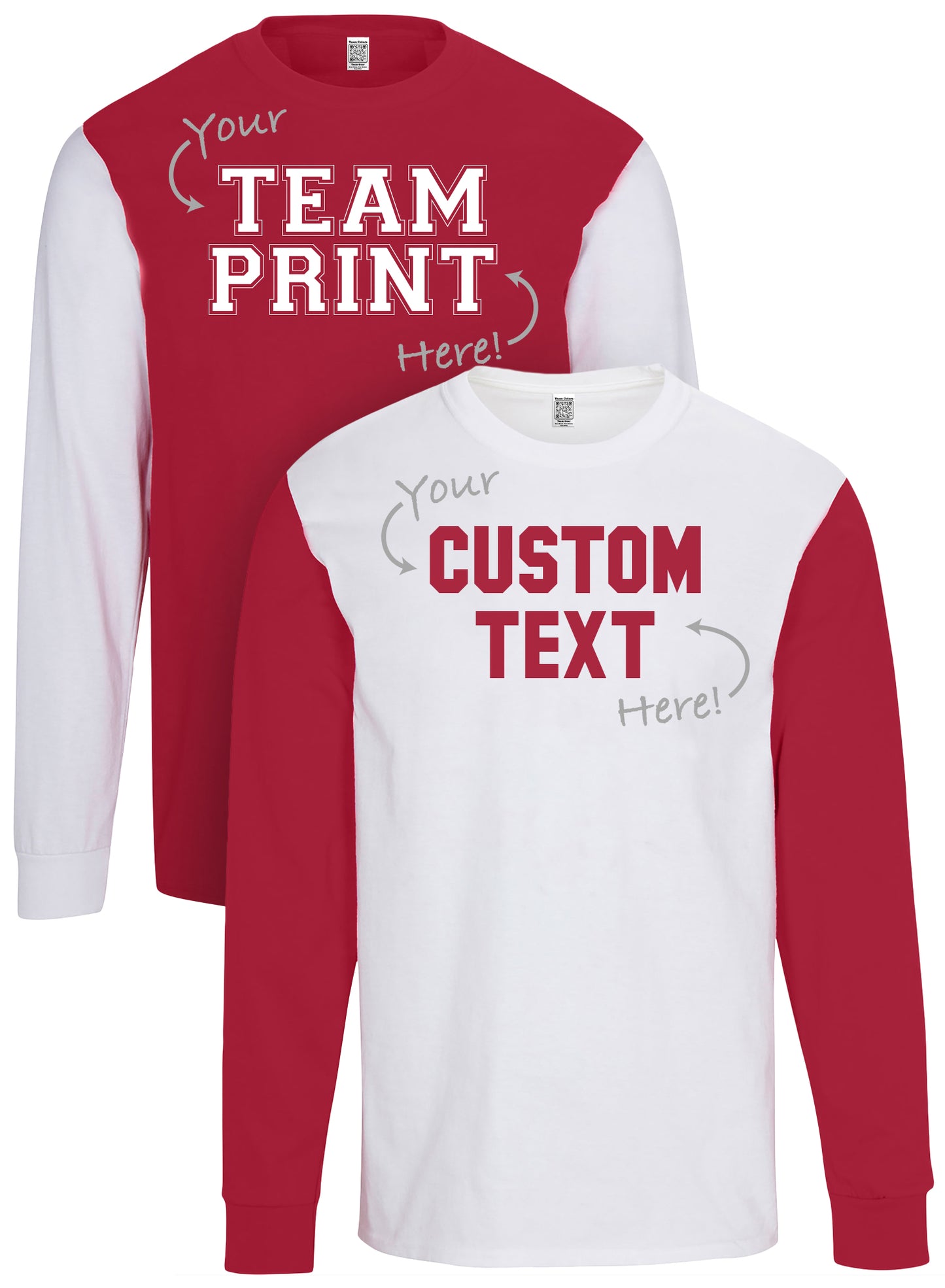 Custom Team/Mascot Print Short Sleeve Cotton T-Shirt - red/White